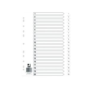 Q-Connect Index 1-20 Polypropylene White (10 Pack) KF01356Q