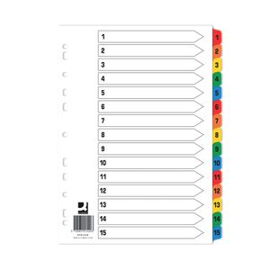 Q-Connect Index 1-15 Board Reinforced Multicoloured (10 Pack) KF01520Q