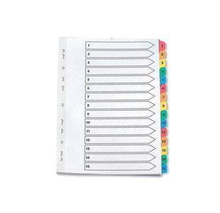 Q-Connect 1-15 Index Multi-punched Reinforced Board Multi-Colour Numbered Tabs A4 White KF01520