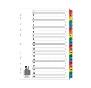 Q-Connect Index 1-20 Board Reinforced Multicoloured (10 Pack) KF01521Q
