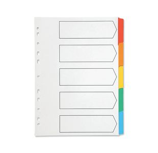 Q-Connect 5-Part Index Multi-punched Reinforced Board Multi-Colour Blank Tabs A4 White KF01525