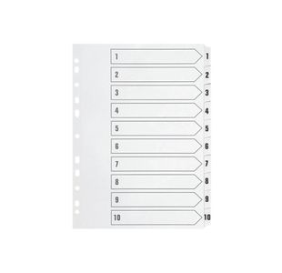 Q-Connect 1-10 Index Multi-Punched Reinforced Board Clear Tab A4 White KF01528