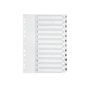 Q-Connect 1-12 Index Multi-Punched Reinforced Board Clear Tab A4 WhiteKF01529
