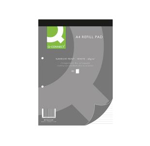 Q-Connect Narrow Feint Ruled Headbound Refill Pad 160 Pages A4 (10 Pack) KF02229