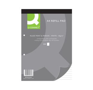Q-Connect Feint Ruled Margin Headbound Refill Pad 400 Pages A4 (5 Pack) KF02234