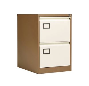 Jemini 2 Drawer Filing Cabinet Lockable 470x622x711mm Coffee/Cream KF03006