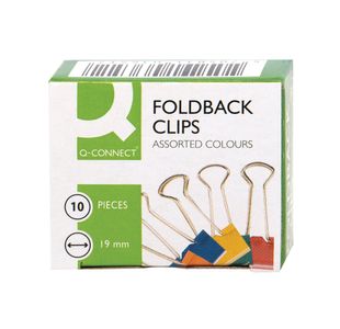 Q-Connect Foldback Clip 19mm Assorted (Pack of 10) KF03651