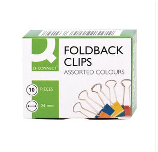 Q-Connect Foldback Clip 24mm Assorted (Pack of 10) KF03652