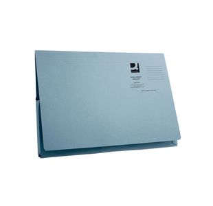Q-Connect Long Flap Document Wallet Foolscap Blue (Pack of 50) KF03929