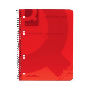 Q-Connect Spiral Bound Polypropylene Notebook 160 Pages A5 Red (5 Pack) KF10035