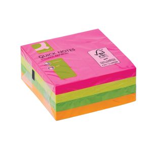Q-Connect Quick Note Brilliant Rainbow Cube 76x76mm Neon KF10497