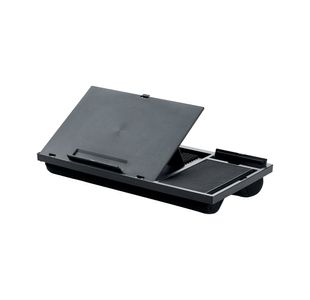 Q-Connect Height Adjustable Laptop Stand with Mousepad and Phone Holder Black KF14471