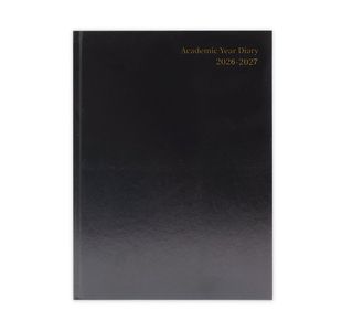 5 Star Academic Diary Day Per Page A4 Black 2026-2027 KF1A4ABK26