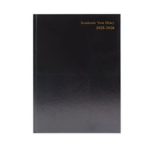 5 Star Academic Diary Day Per Page A5 Black 2025-2026 KF1A5ABK25