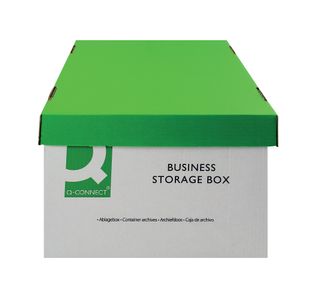 Q-Connect Business Storage Box 335x400x250mm Green/White (Pack of 10) KF21660