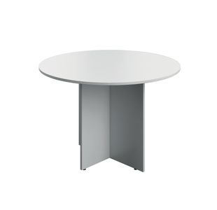Serrion Leg Round Boardroom Table 1100x1100 White/Silver KF800290