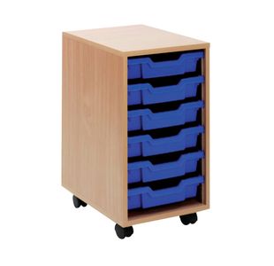 Jemini Mobile Storage Unit 6 Tray 370x495x650mm Beech KF72338