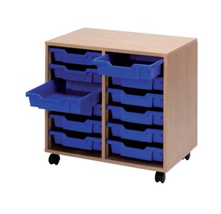 Jemini Mobile Storage Unit 12 Tray 710x495x650mm Beech KF72339