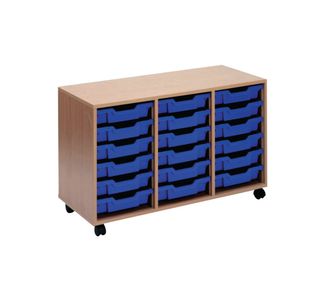 Jemini Mobile Storage Unit 18 Tray 1030x495x650mm Beech KF72340