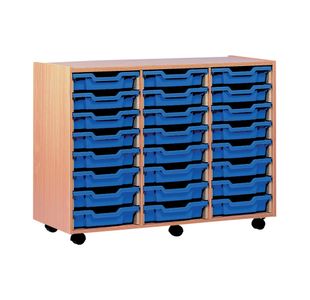 Jemini Mobile Storage Unit 24 Trays 1030x453x789mm Beech KF72568