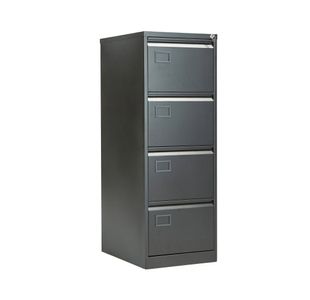 Jemini 4 Drawer Filing Cabinet Lockable 470x622x1321mm Black KF72587