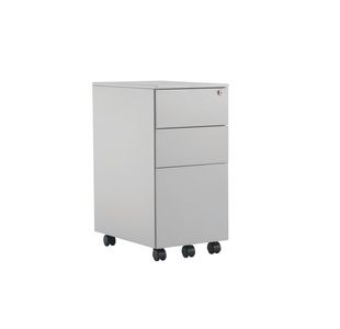 Jemini 3 Drawer Mobile Pedestal Slimline Steel 300x470x615mm Silver KF74157