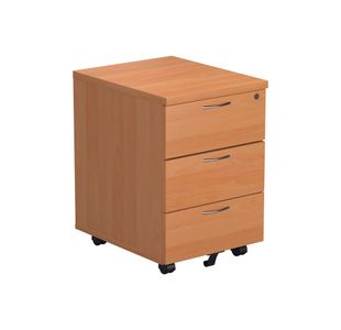 Jemini 3 Drawer Mobile Pedestal 400x500x595mm Beech KF74484