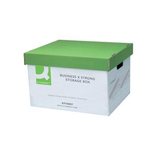 Q-Connect Extra Strong Business Storage Box 327x387x250mm Green/White (Pack of 10) KF75007