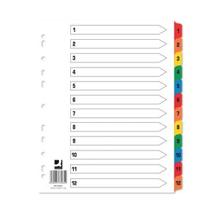 Q-Connect EW Index 1-12 Reinforced Multicoloured (25 Pack) KF76985Q