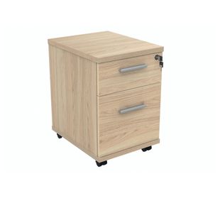 Polaris 2 Drawer Mobile Under Desk Pedestal 404x500x595mm Canadian Oak KF77884