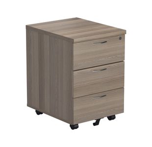 Jemini 3 Drawer Mobile Pedestal 400x500x595mm Grey Oak KF78945