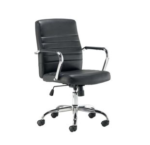 Jemini Amalfi Meeting Chair 630x630x885-980mm Leather Look Black KF79135