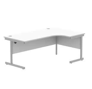 Astin Radial Right Hand Single Upright Desk 1800x1200x730mm White/Silver KF800033