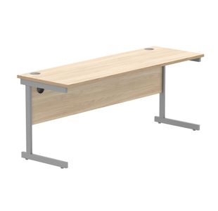 Astin Rectangular Single Upright Cantilever Desk 1800x600x730mm Oak/Silver KF800036