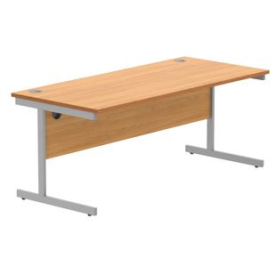 Astin Rectangular Single Upright Cantilever Desk 1800x800x730mm Beech/Silver KF800039