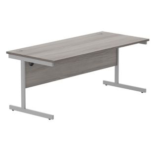 Astin Rectangular Single Upright Cantilever Desk 1800x800x730mm Grey Oak/Silver KF800040