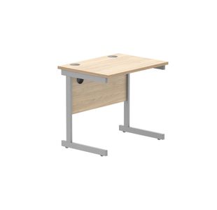 Astin Rectangular Single Upright Cantilever Desk 800x600x730mm Oak/Silver KF800046