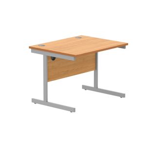 Astin Rectangular Single Upright Cantilever Desk 800x800x730mm Beech/Silver KF800048