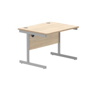 Astin Rectangular Single Upright Cantilever Desk 800x800x730mm Oak/Silver KF800050