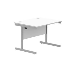Astin Rectangular Single Upright Cantilever Desk 800x800x730mm White/Silver KF800051