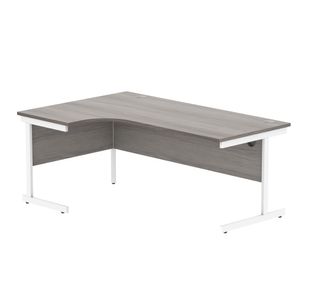 Astin Radial Left Hand Single Upright Desk 1800x1200x730mm Grey/White KF800053