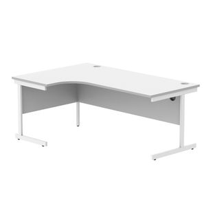 Astin Radial Left Hand Single Upright Desk 1800x1200x730mm White/White KF800055