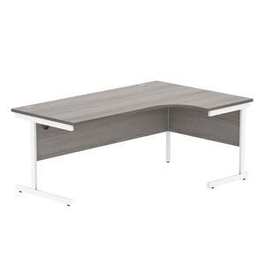 Astin Radial Right Hand Single Upright Desk 1800x1200x730mm Grey Oak/White KF800057
