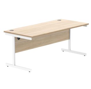Astin Rectangular Single Upright Cantilever Desk 1800x800x730mm Oak/White KF800068