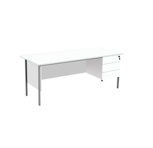 5 Star Modara Desk 3 Drw Fixed Pedestal 1800x730mm White KF800087