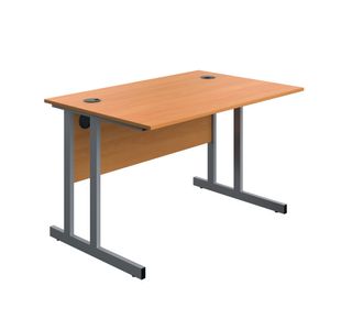 5 Star Modara Twin Upright Desk 1200x800mm Beech/Silver KF800227