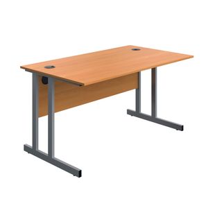 5 Star Modara Twin Upright Desk 1400x800mm Beech/Silver KF800228