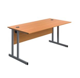 5 Star Modara Twin Upright Desk 1600x800mm Beech/Silver KF800229