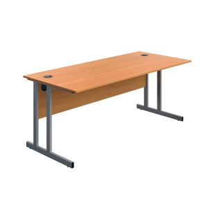 5 Star Modara Twin Upright Desk 1800x800mm Beech/Silver KF800230