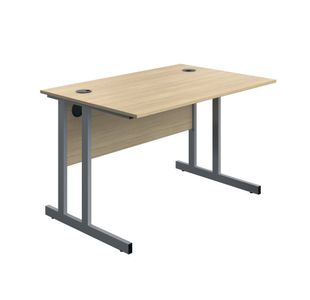 5 Star Modara Twin Upright Desk 1200x800x730mm Oak/Silver KF800252